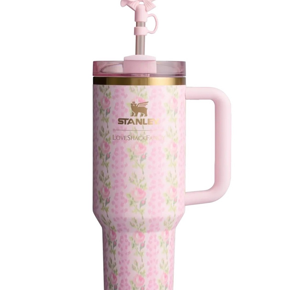 Stanley Pink Floral Travel Mug with Handle